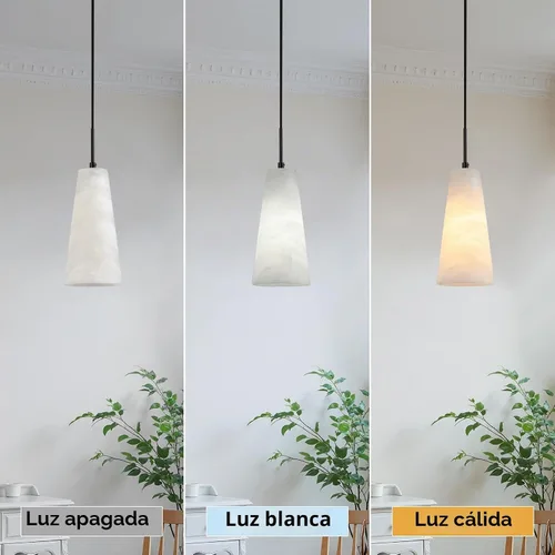 Vista 7 de Luces colgantes de alabastro natural, isla de cocina, pantalla cónica de mármol blanco, modernas lámparas de techo negras para mesa de comedor, sala