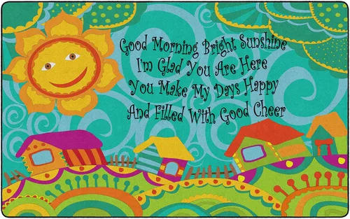 Vista 6 de Flagship Carpets Good Morning Bright Sunshine - Alfombra colorida de dibujos animados para aula infantil, alfombra de habitación de niños, sala