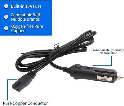 Vista 3 de Cable de extensión de encendedor de cigarrillos de 12 V CC, cable de alimentación para refrigerador de automóvil, cable de repuesto para caja