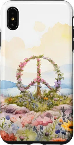 Vista 11 de Floral Peace Sign Watercolor Case for iPhone 17