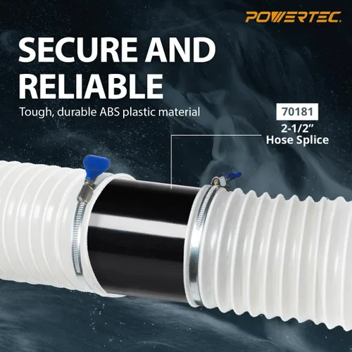 Vista 3 de POWERTEC 70181, unión de adaptador de 2-1/4" y empalme de manguera de 2-1/2", negro
