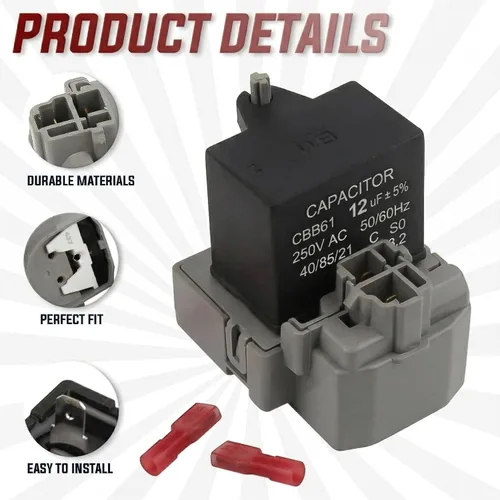 Vista 2 de 2319792 W10197428 W10189190 TSD2 Relé de sobrecarga y arranque y condensador de funcionamiento del compresor de Seentech - Compatible