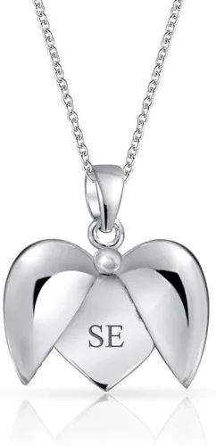 Vista 6 de Bling Jewelry Personalize BFF Sichings BEST FRIENS, BEST MOM I LOVE YOU, My ANGEL Alas abiertas en forma de corazón, collar con dije de palabra