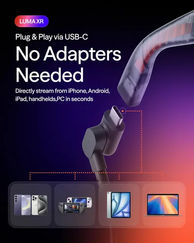 Vista 6 de VITURE Lentes Luma XR: pantalla ultra nítida de 146 pulgadas y 1200p, 1000 nits, 50° FOV, ajustes de atenuación, conexión USB-C para iPhone
