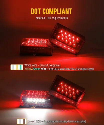 Vista 3 de Partsam - Kit de luces traseras LED rectangulares combinadas de 6", 12V, sumergibles, selladas, rojas, para remolque de barco, luz de freno