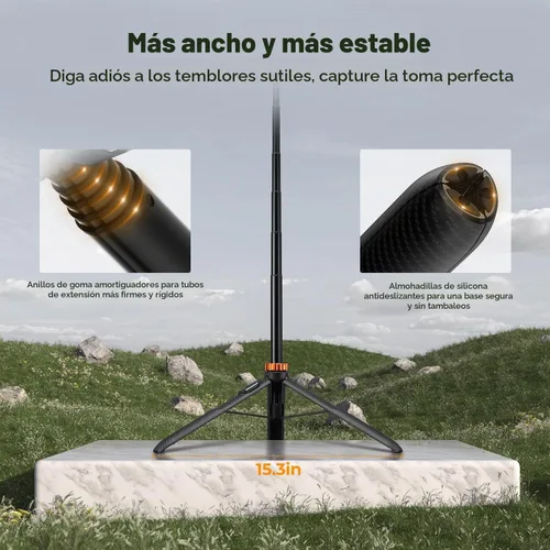 Vista 6 de K&F CONCEPT Palo de Selfie Trípode, Soporte de Luz Extensible de 69" con Tornillo de 1/4" y Control Remoto, Soporte para Teléfono con Cámara Mini