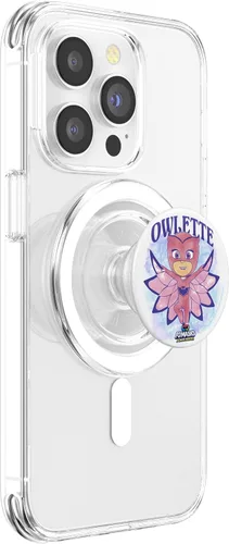 Vista 3 de PJ Masks Power Heroes Owlette - Logotipo de cuerpo completo con diseño de acuarela PopSockets MagSafe PopGrip para iPhone
