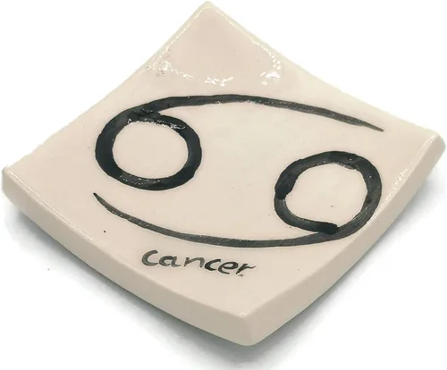 Vista 31 de Clay Ring Dish, Small Square Handmade Ceramic Trinket Dish, Small Tealight Candle Holder, Teabag Holder (Aquarius)
