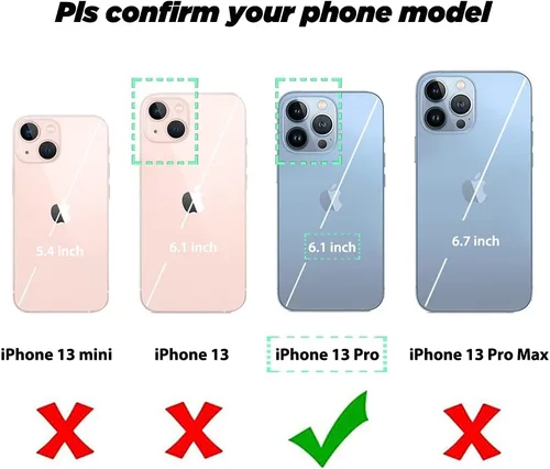 Vista 2 de Funda tipo cartera compatible con iPhone 13 Pro de 6.1 pulgadas con tarjetero, de piel sintética, con función atril, ranuras para tarjetas, doble