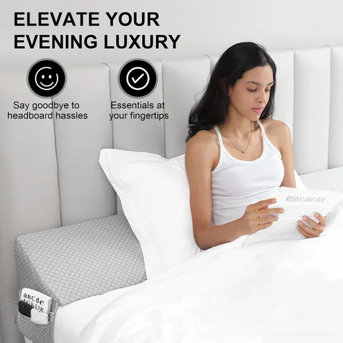 Vista 7 de Almohada de cuña tamaño matrimonial para cabecera / relleno de espacio entre cabecera y cama, almohada de cuña para cabecera / relleno de espacio