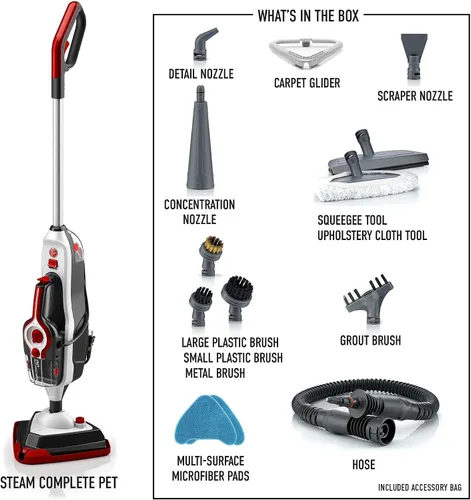 Vista 7 de Hoover Steam Complete - Trapeador de vapor para mascotas, máquina limpiadora de suelos duros, máquina limpiadora multiusos 10 en 1, vaporizador