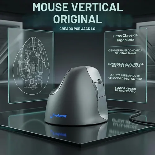 Vista 6 de Evoluent VerticalMouse 4 (modelo # VM4R) mouse de tamaño estándar para diestros (alimentación USB)