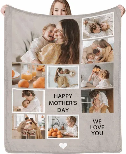 Vista 38 de D-Story Manta personalizada con fotos, manta de fotos personalizada con cualquier texto, manta de forro polar personalizada para cama, sofá