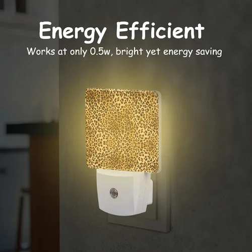 Vista 5 de Luz nocturna con enchufe, lámpara de luz nocturna de piel de leopardo, sensor automático, eficiencia energética, luces del atardecer al amanecer