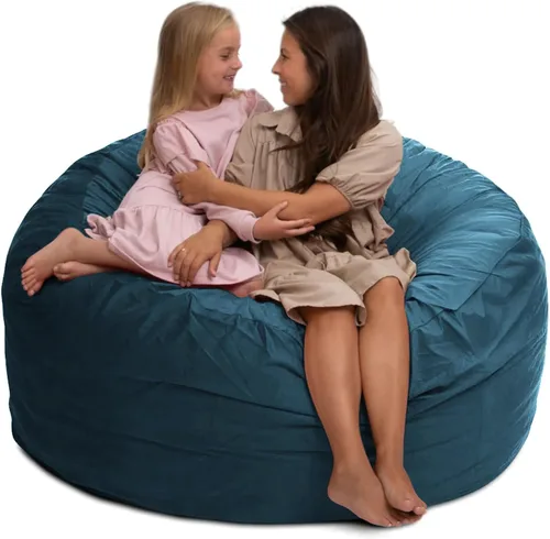 Vista 19 de ULTIMATE SACK 5000 Silla Puf de 5-Pies con Reposapiés, Funda de Gamuza Negra – Tumbona de Espuma de Gran Tamaño, Asiento de Suelo, Sofá Pequeño