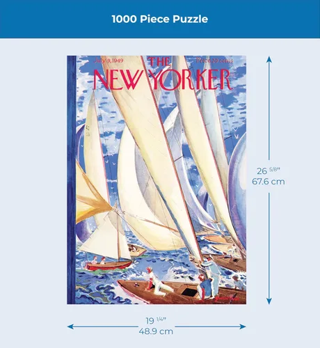 Vista 4 de New York Puzzle Company - New Yorker Regatta - Rompecabezas de 1000 piezas para adultos por Garrett Price