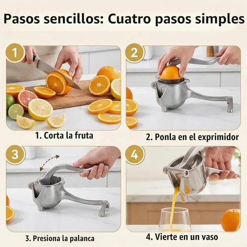 Vista 6 de Exprimidor manual de hierro fundido resistente, exprimidor de jugo de frutas de acero inoxidable para limón y naranja, exprimidor de prensa de 1