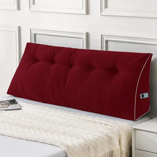 Vista 34 de Sasttie Almohada de Cabecera Queen, Almohada de Cuña de Cabecera para Sentarse en la Cama, Cojín Triangular con Soporte de Respaldo para Leer - Con
