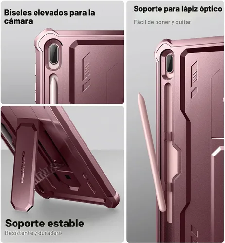 Vista 7 de Dexnor Funda para Samsung Galaxy Tab S7 FE de 12.4 pulgadas (2021), [protector de pantalla y soporte integrados] con soporte para bolígrafo Rojo