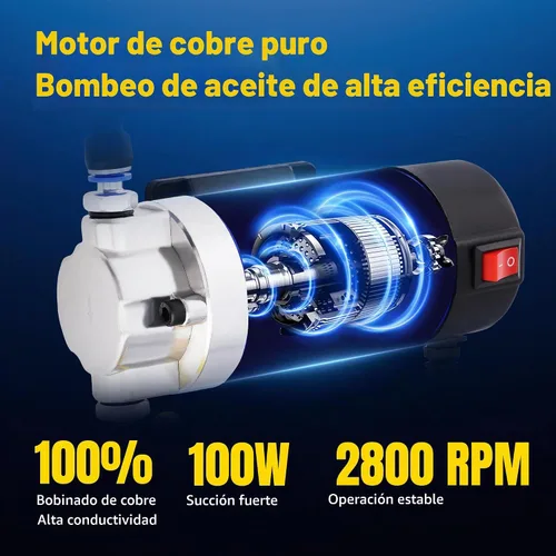 Vista 3 de Bomba extractora de aceite de 12 V 100 W, bomba de cambio de aceite eléctrica para aceite de motor, aceite de engranajes, drenaje de fluido