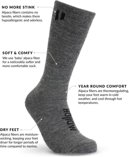 Vista 3 de Alpaca Crew Socks for Men and Women, Warm Cozy Alpaca Wool Socks for Hiking, Hunting, Outdoors, Moisture Wicking