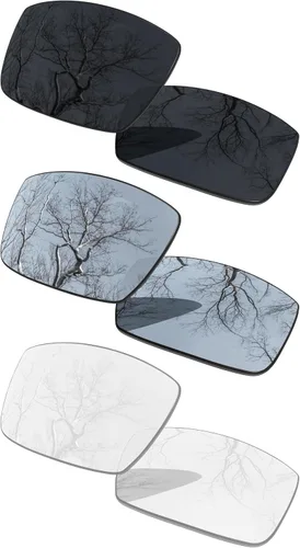 Vista 24 de 3 Pair Polarized Replacement Lenses for Oakley Gascan OO9014 Pack Cromo negro y plateado y oro de 24 quilates