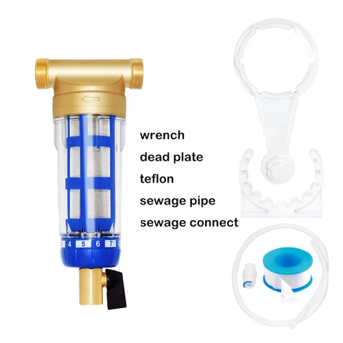 Vista 6 de Beduan Filtro de agua de sedimentos para toda la casa, protector de sistema de prefiltro reutilizable de 50 micrones, rosca macho de 1/2 pulgada