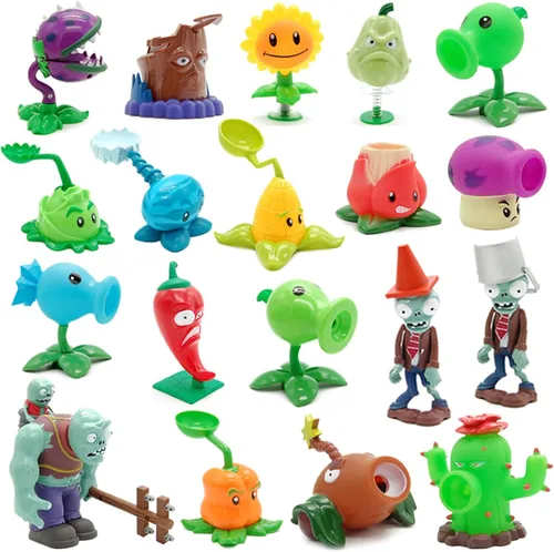 Vista 6 de JHESAO Juego de 4 juguetes de plantas y zombis, figuras de acción Zombies PVZ, serie 1, 2, grandes regalos para niños y fanáticos, cumpleaños