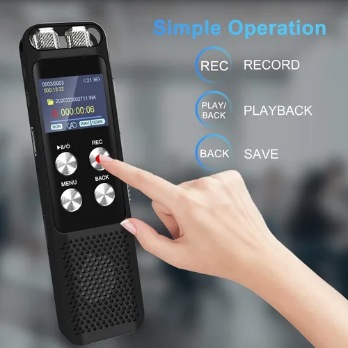 Vista 4 de Grabadora de voz digital de 72 GB: Grabadoras activadas por voz con reproducción, dispositivo de grabación de audio para conferencias y reuniones