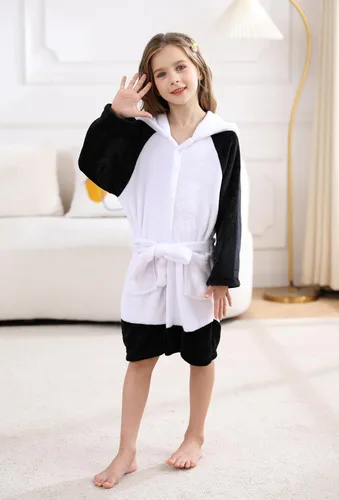 Vista 6 de CuteOn Bata de baño para mujer, forro polar suave con capucha y felpa