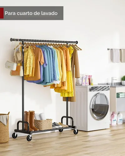 Vista 8 de Sakugi Perchero de Ropa - Percheros de Ropa de Gran Capacidad para Colgar Ropa con Ruedas con Cerradura, Perchero de Metal que Ahorra Espacio