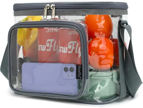 Vista 18 de FlowFly - Lonchera reutilizable con aislante para adultos, grande, para mujeres y hombres, con correa ajustable para el hombro, bolsillo frontal