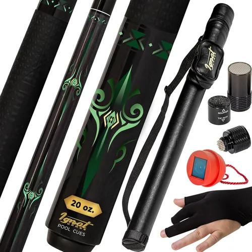 Vista 6 de IgnatGames Taco de billar profesional de arce canadiense de 58 pulgadas con eje de desviación bajo + estuche rígido, herramienta de punta de palo