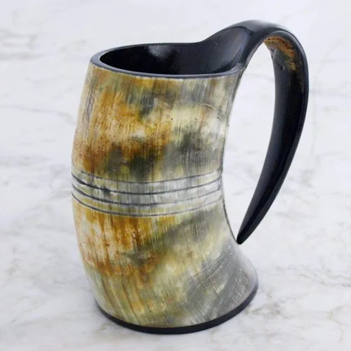Vista 6 de AnNafi® Cuerno vikingo genuino, tazas de cuerno naturales hechas a mano para bebidas de cerveza, vino, aguamiel, colección Game Of Thrones, jarra