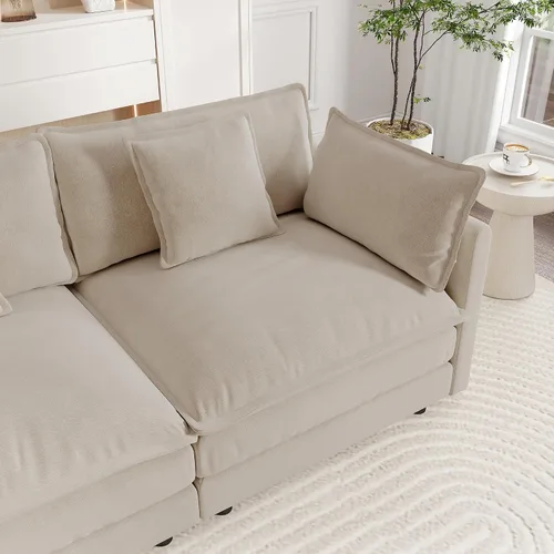 Vista 6 de KEIKI Juego de sofá de 2 piezas con 2 sofás individuales de felpilla de gran tamaño, estilo moderno tapizado de 2 plazas con 2 almohadas, cojines
