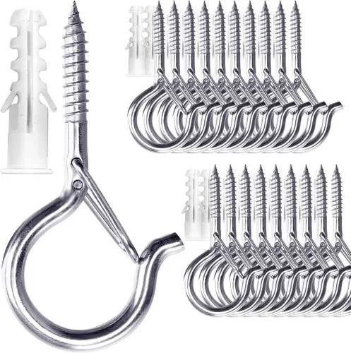 Vista 15 de PlusRoc Paquete de 20 ganchos de tornillo para colgar plantas al aire libre Negro