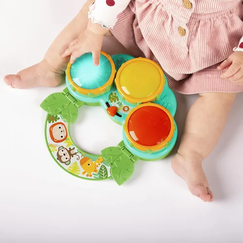 Vista 11 de Bright Starts Safari Beats - Tambor musical de juguete con luces, a partir de 3 meses, multicolor