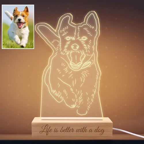 Vista 6 de Lámpara de fotos personalizada de ilusión de retrato 3D, placa grabada con imagen personalizada, luz nocturna con base de madera, lámpara LED
