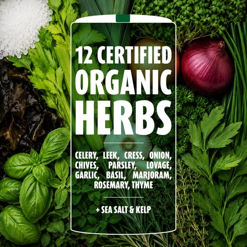 Vista 4 de A. Vogel Herbamare Sal marina sazonada – USDA Orgánica – Sal condimento infundida con 12 hierbas – 33% menos de sodio – Sin OMG – Sin gluten