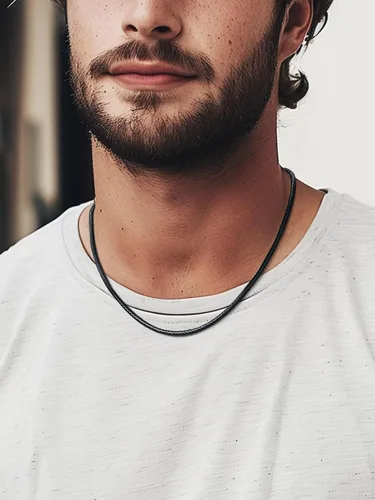 Vista 2 de ChainsPro Collar de cuero trenzado impermeable para hombre, cadena de cuerda de cera, personalizable disponible, 20.118 in de ancho, con cierre a