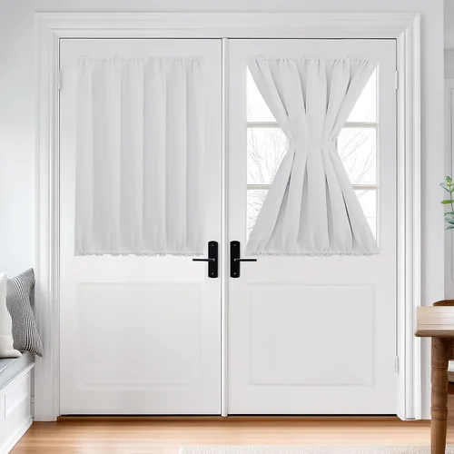 Vista 96 de Deconovo Cortinas opacas para puerta, bolsillo para cortinero y cortinas de bloqueo con aislamiento térmico para dormitorio, 137.16 x 189.2 cm, azul
