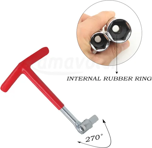 Vista 3 de Kit de herramientas de instalación de extractor de llave de bujía, acero aleado, rotación de 360 grados (junta universal con mango T), enchufe