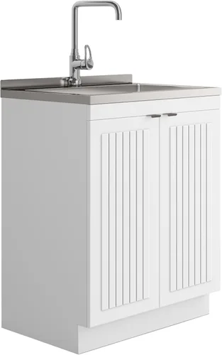 Vista 13 de SIMPLIHOME - Lavabo y armario de lavandería Murphy de 24 pulgadas de ancho en blanco puro