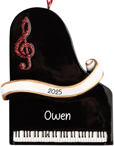 Vista 6 de Adorno de Navidad personalizado de guitarra acústica para instrumento musical 2026 Adorno de guitarra acústica de madera para árbol de Navidad