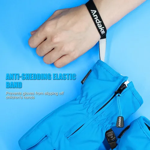 Vista 7 de Andake - Guantes de nieve impermeables y transpirables para niños de 2 a 7 años, guantes abrigados de esquí para invierno, mitones para niños y niñas