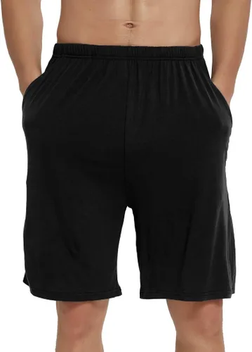 Vista 5 de JINSHI Pantalones cortos de pijama para hombre, pantalones cortos para dormir, ultra suaves, cómodos, ligeros, paquete de 2