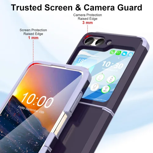 Vista 3 de Funda diseñada para Galaxy Z Flip 5 con protección de bisagra para Samsung Flip 5, resistente a prueba de golpes, funda protectora de cuerpo