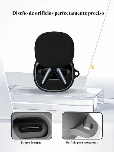 Vista 5 de Funda para auriculares inalámbricos Anker Soundcore Liberty 5 con cancelación de ruido, protección suave, a prueba de golpes, funda de silicona Negro