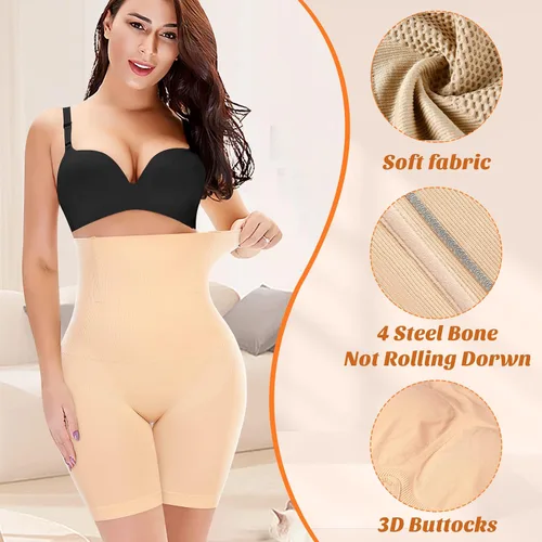 Vista 3 de Pantalones cortos moldeadores para mujer con control de abdomen de cintura alta, moldeadores de cuerpo, pantalones cortos debajo de los vestidos