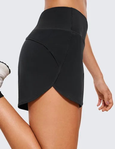 Vista 4 de Crz Yoga Pantalones cortos, ligeros, entrenamiento deportivo, para mujer, forro de 2.54 pulgadas, secado rápido, pantalones cortos de elastano